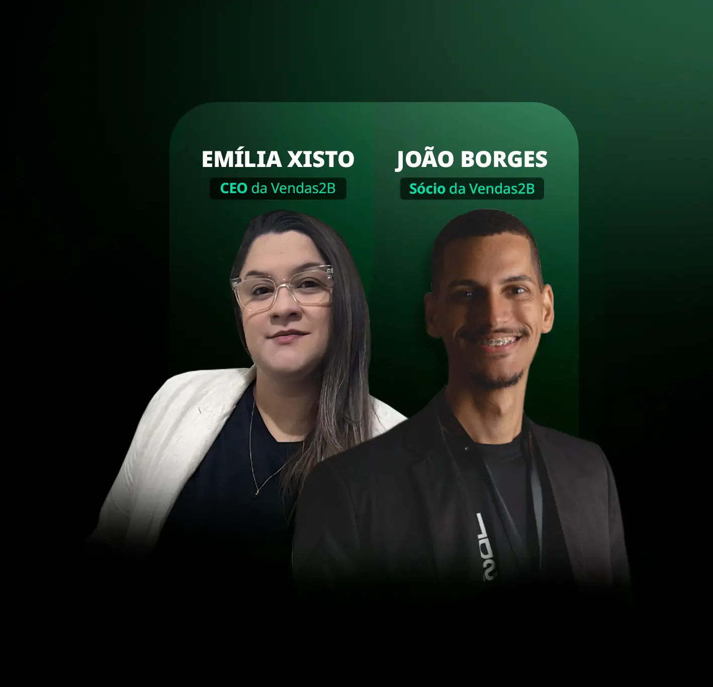 Emília Xisto, CEO da Vendas2B, e João Borges, Sócio da Vendas2B