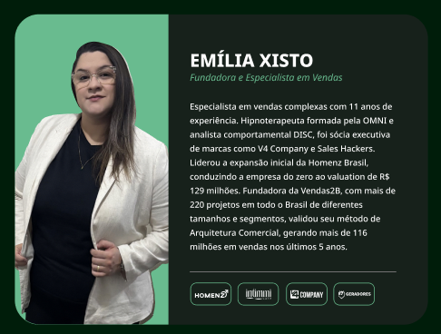 Emília Xisto, Fundadora e Especialista em Vendas da Vendas2B